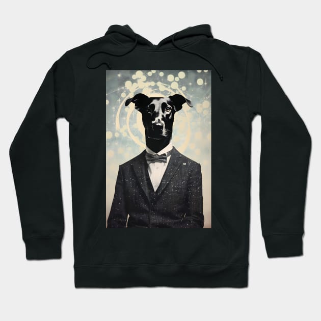 Black Dog in Suit Portrait Vintage Art Hoodie by Art-Jiyuu